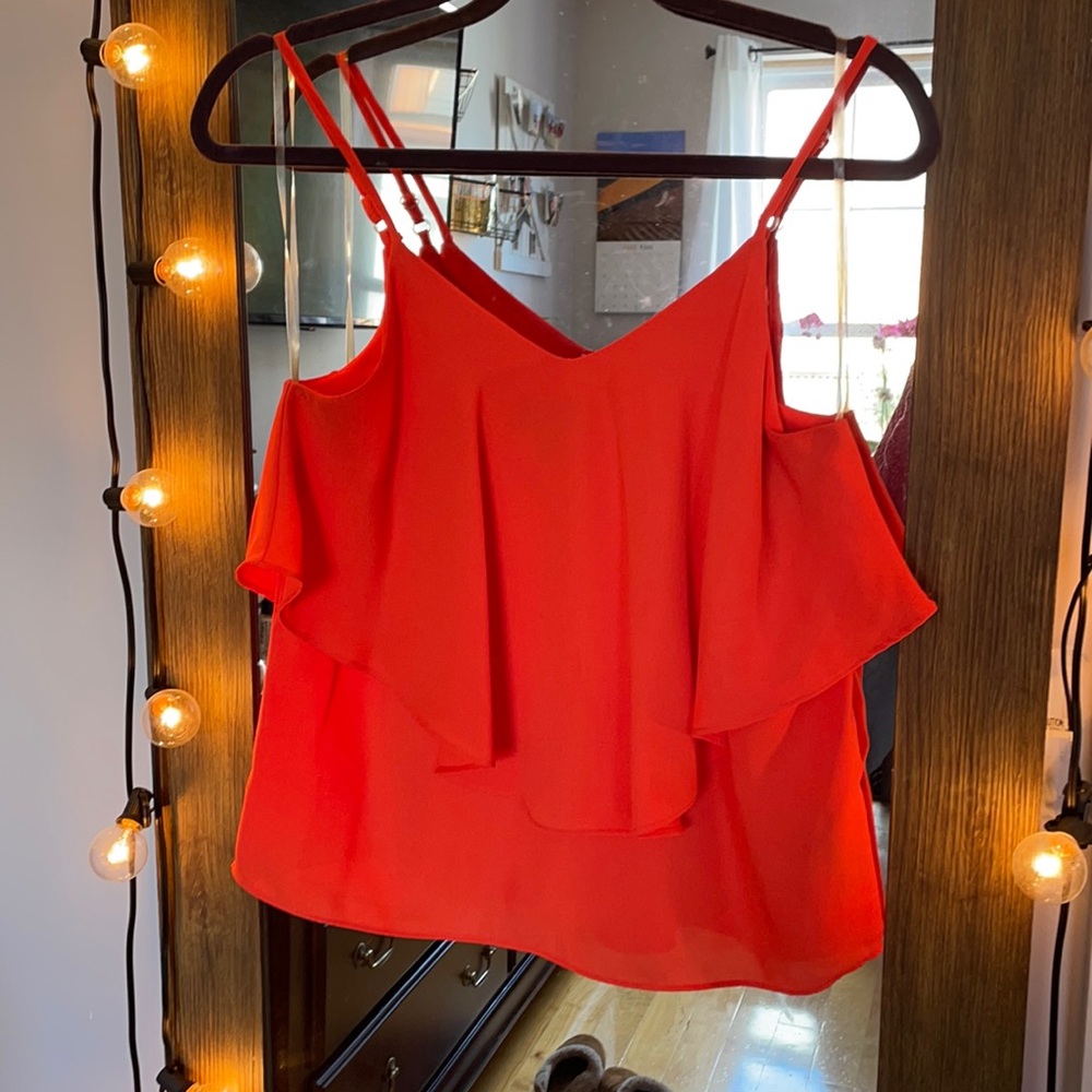 Bright orange flowy tank top blouse